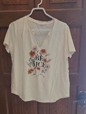 3 For $40 Maurices Cream 'Be Nice' Floral Short Sleeve Tee